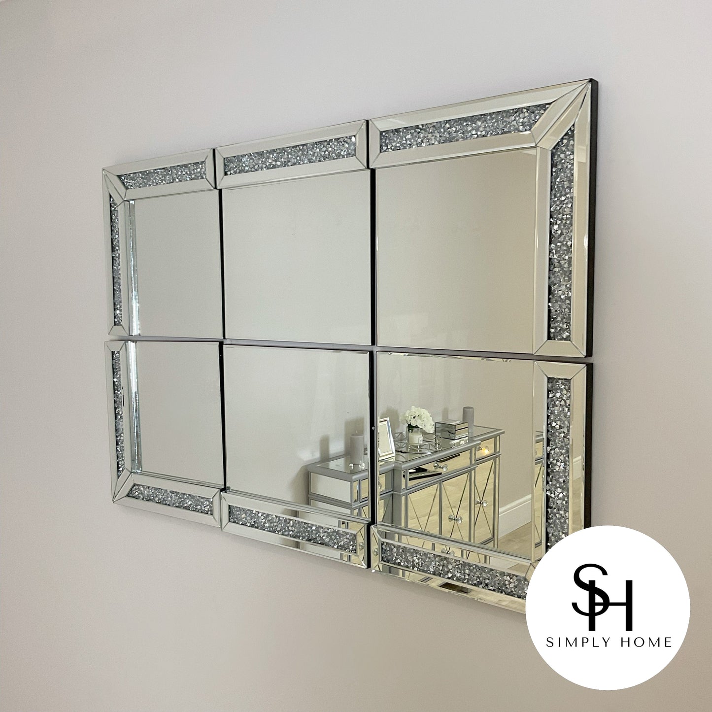 Diamond Crush 6 Panel Wall Mirror