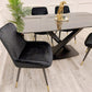 Santoro 1.6M Black Sintered Dining table with Black Milano Chairs