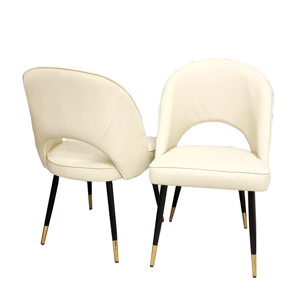 Cream Adrianna Leather Dining Chairs