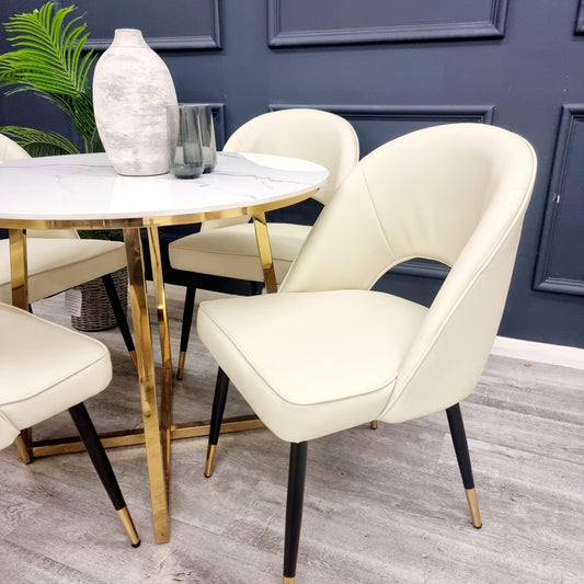 Cream Adrianna Leather Dining Chairs