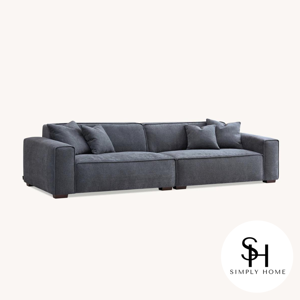 Dakota 4 seater with Chaise in Charcoal Boucle