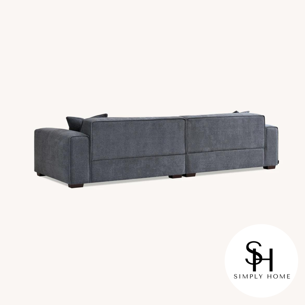 Dakota 4 seater with Chaise in Charcoal Boucle