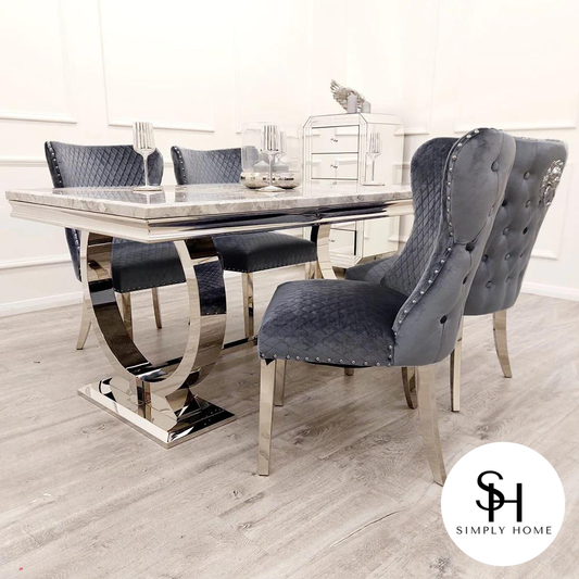 Grey Shimmer Valentino Velvet Dining Chairs