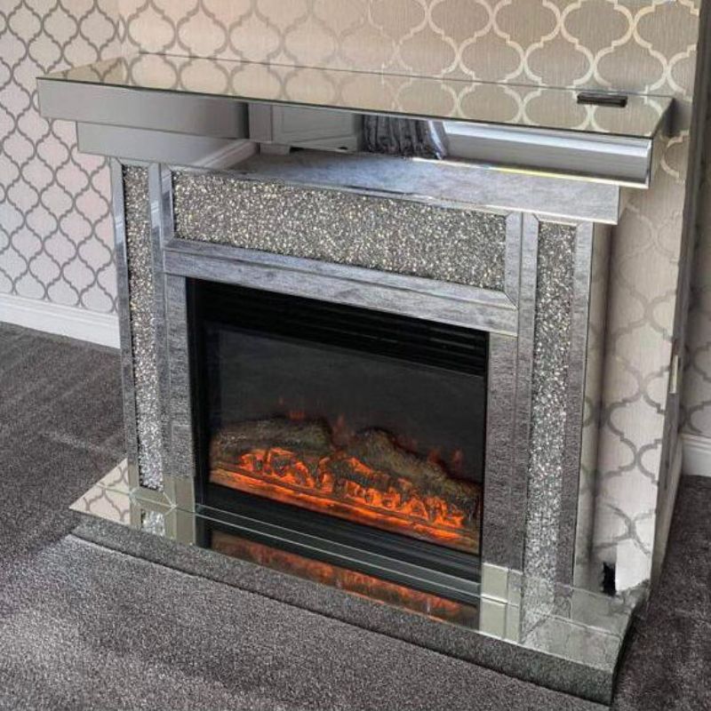 Diamond Crush Electric Mirrored Fireplace – SimplyHome