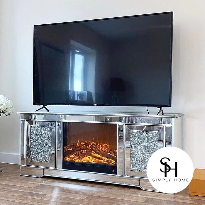 Diamond tv store stand with fireplace