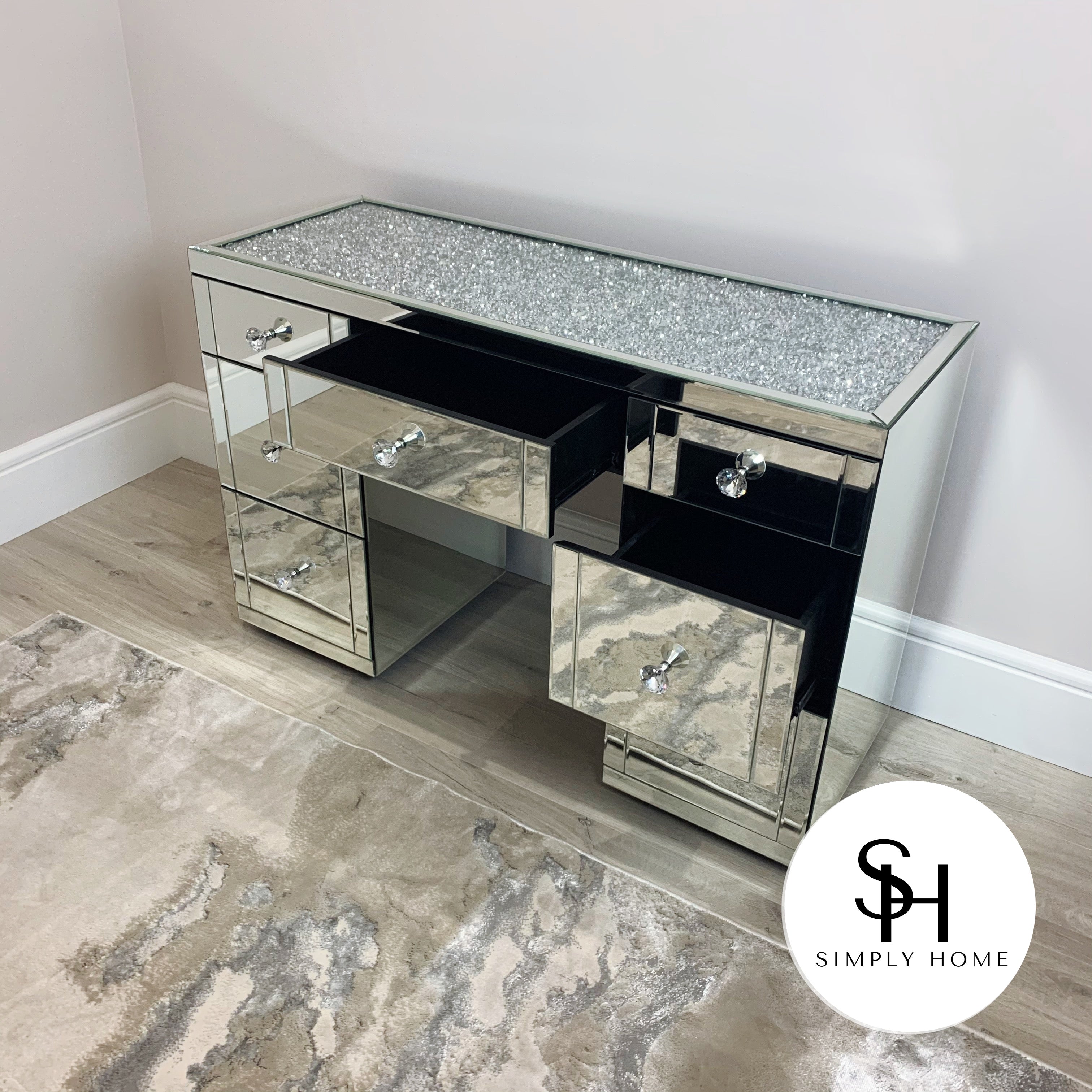 Crushed diamond 7 drawer deals dressing table