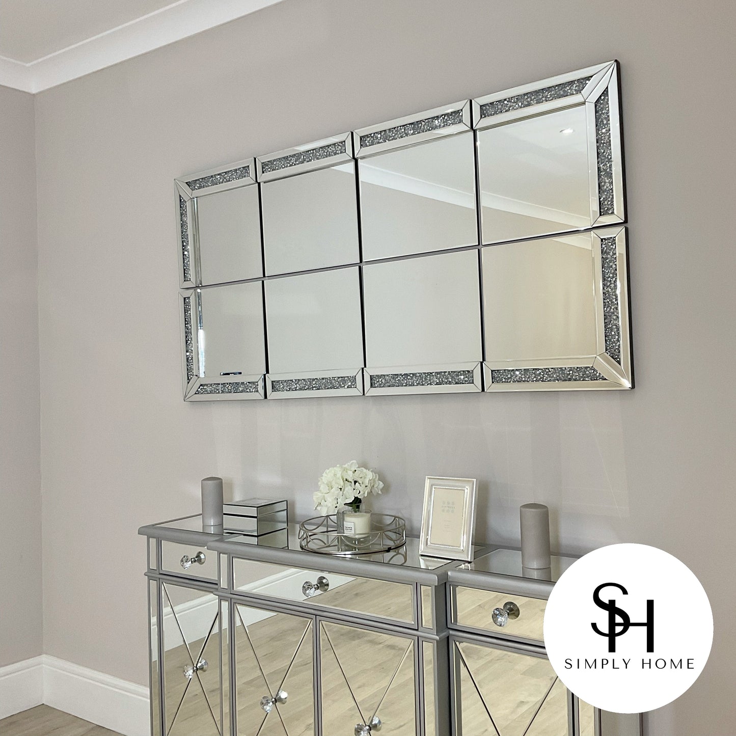 Diamond Crush 8 Panel Wall Mirror