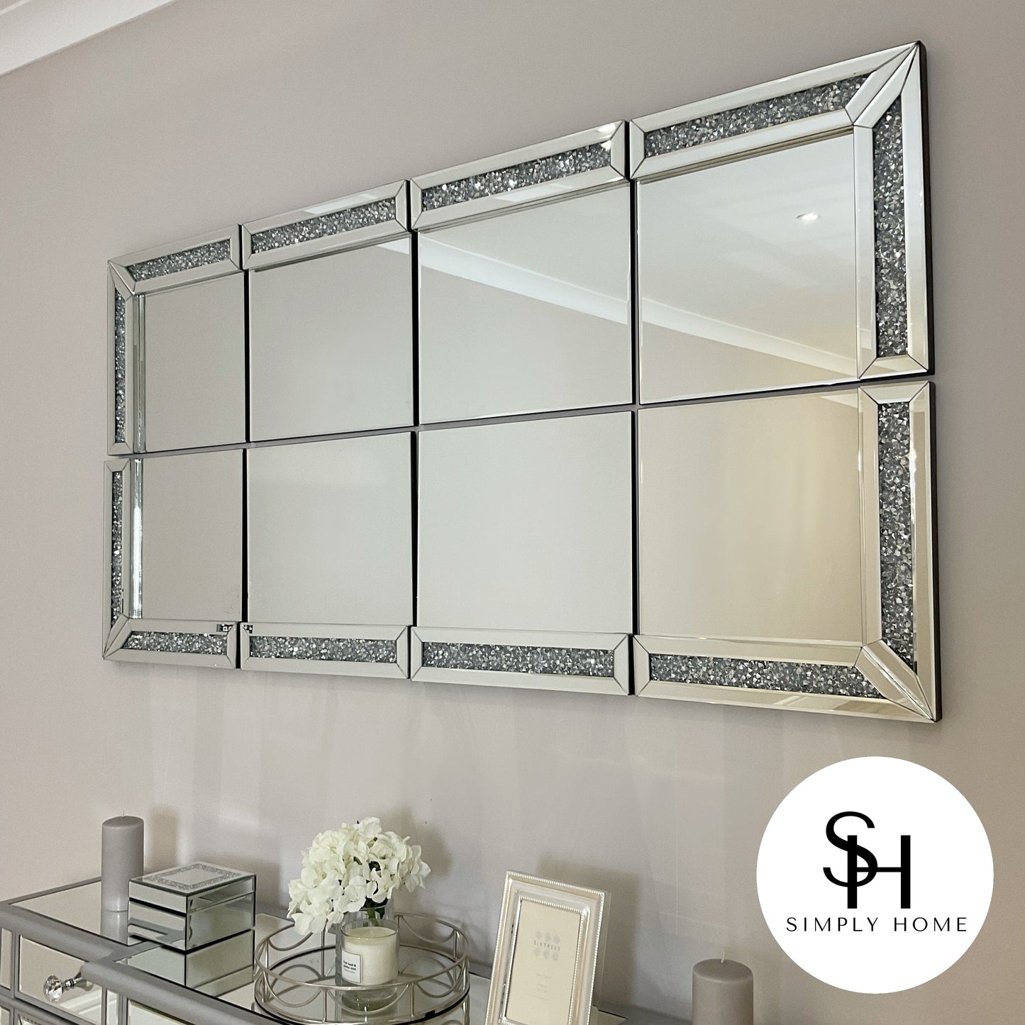 Diamond Crush 8 Panel Wall Mirror