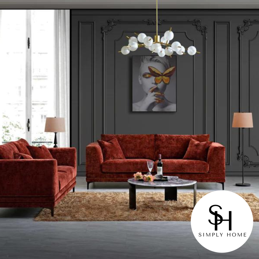 Lenox Sofa Range in Rust Velvet