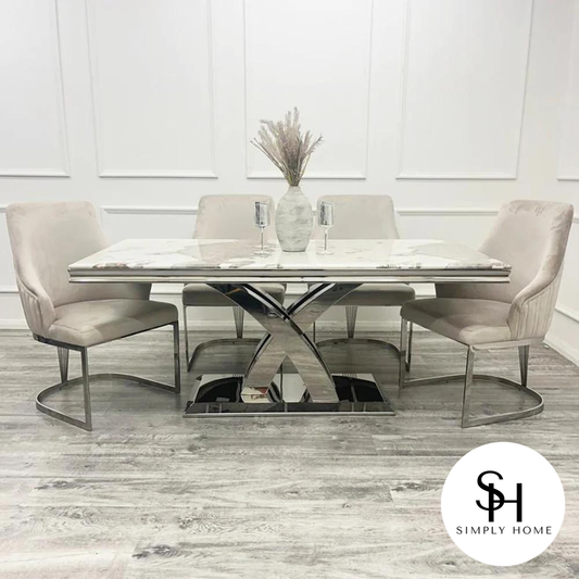 Milan 1.8M Dining Table with Chelmsford Dining Chairs (Multiple Table Top Options)