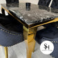 Riviera Gold Black Marble Dining Table with Black and Gold Leo Chairs