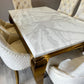 1M Riviera Gold White Marble Dining Table