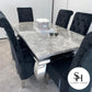 Riviera Grey Marble Table with Black Sophia Chairs
