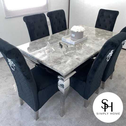 Riviera Grey Marble Dining Table (Chairs not included)