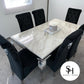 Riviera White Marble Table with Black Sophia Chairs