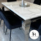Riviera White Marble Dining Table with Black Luca Chairs