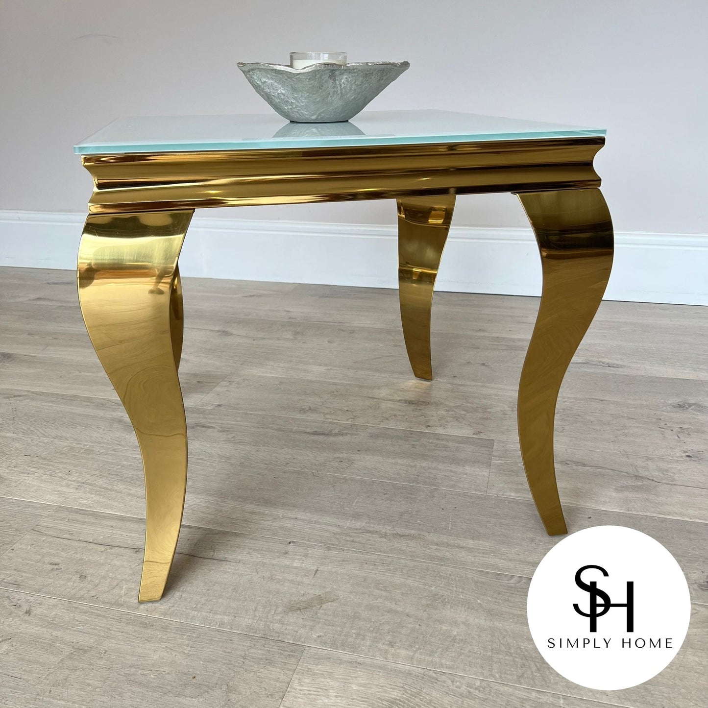 Riviera Gold Glass Side Table (Multiple Table Top Option)
