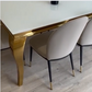 Riviera Gold White Glass Dining Table with Grey Edra Chairs