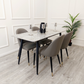Terra Grey Marble Dining Table with Khaki Alberto Chairs