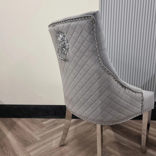 Grey Leo Velvet Dining Chairs