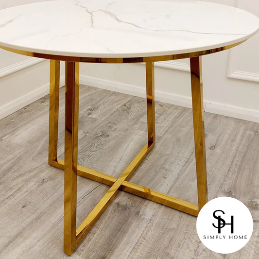 Julio Circular White Marble Dining table