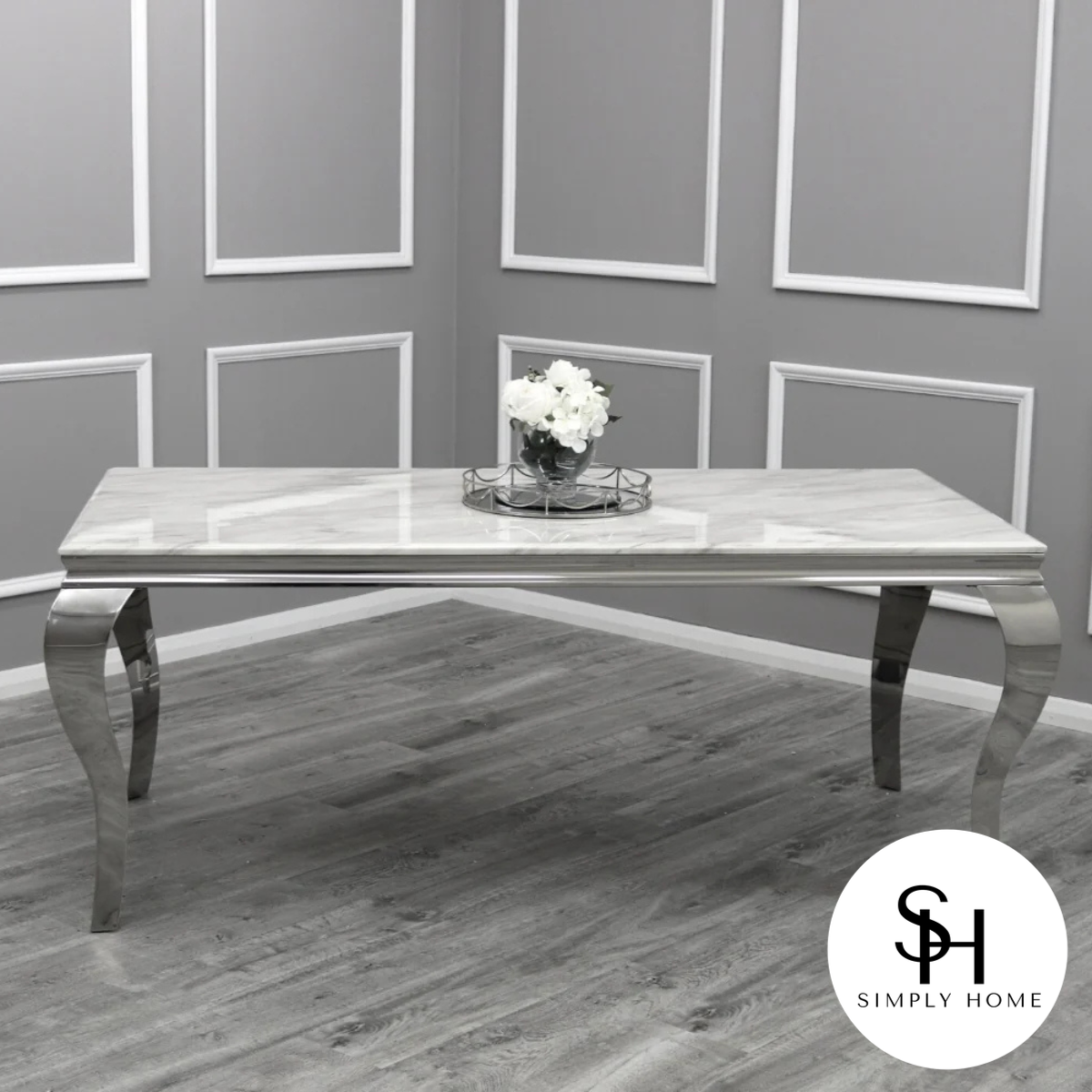 Riviera White Marble Dining Table