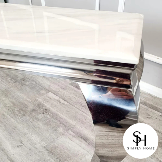 Riviera White Marble Console Table