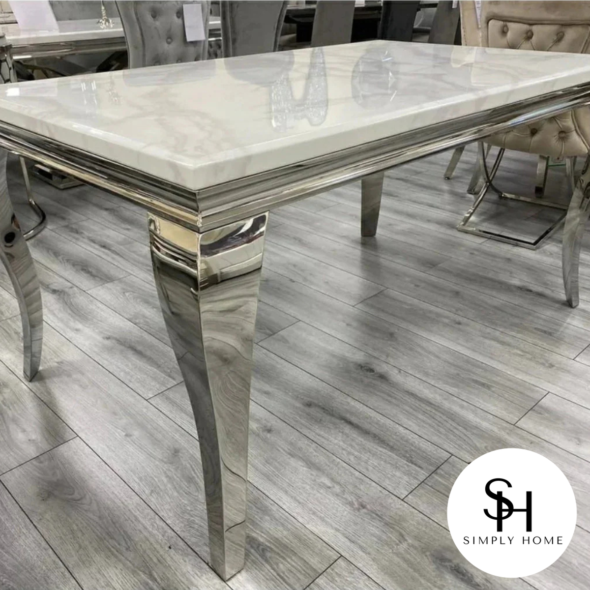 Riviera White Marble Dining Table