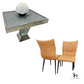 Diamond Crush Square Dining Table with 4 Tan Fiorentina Leather Dining Chairs