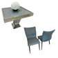 Diamond Crush Square Dining Table with 4 Grey Fiorentina Leather Dining Chairs