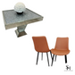 Diamond Crush Square Dining Table with 4 Tan Remus Leather Dining Chairs