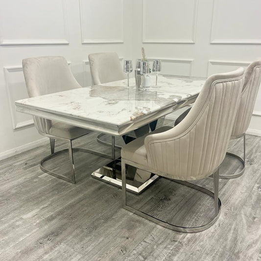 Venice 1.8M Dining Table with Chelmsford Dining Chairs (Multiple Table Top Options)