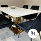 Vitorio White Marble Dining Table with Black Luca Chairs