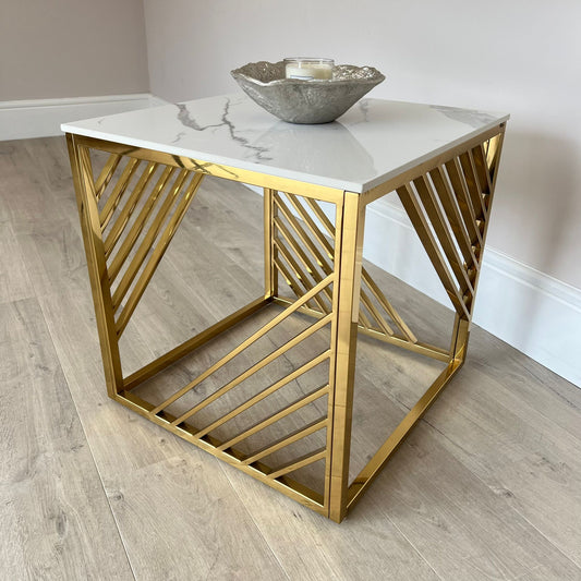 Angelo White Marble Side Table