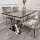 Xavia 1.8m Dining Table in Brown Marble with Mink Velvet Chelsea Dining Chairs