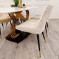 Orabella Gold White Marble Dining Table with Cream Milano Chairs