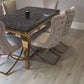 Riviera Gold Black Marble Dining Table with Cream Pavia Gold Chairs