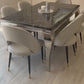 Riviera Black Marble Dining Table with Grey Adrianna Chairs