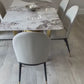 Luciana 1.8M Gold White Marble Dining Table with Grey Edra Chairs