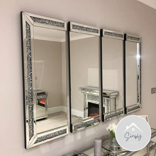 Large Diamond Crush 4 Panel Wall Mirror